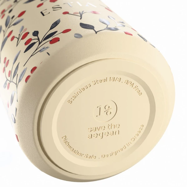 ESTIA HOME ART ΘΕΡΜΟΣ LENS SAVE THE AEGEAN 360ml BLOOM BEIGE