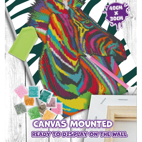 SPLAT PLANET ΣΕΤ DIAMOND PAINTING ΣΕ ΚΑΜΒΑ ΜΕ ΤΕΛΑΡΟ 30Χ40 εκ. ZEBRA