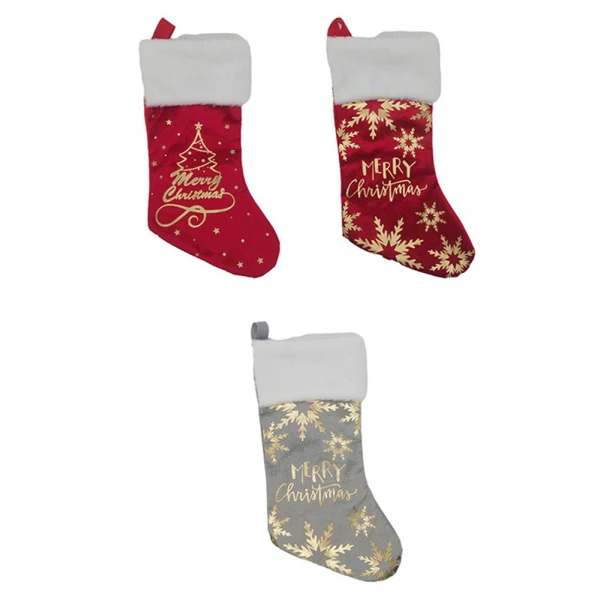CHRISTMAS VELVET SOCK 50 cm - 3 DESIGNS