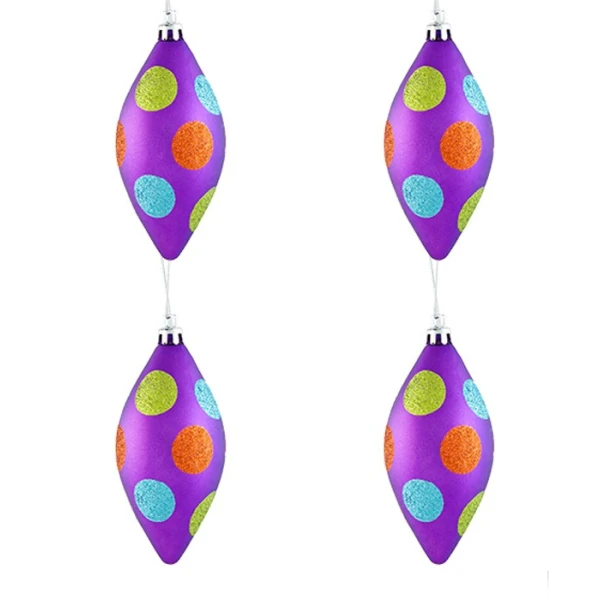 CHRISTMAS WHIRLINGIG BALL PINE 8 cm SET 4 pcs FUCHSIA