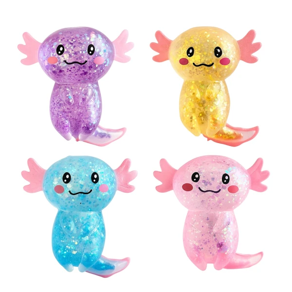 KEYCRAFT SQUISHY SPARKLY AXOLOTL - 4 COLORS