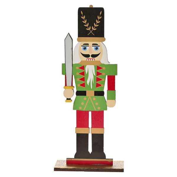 XMAS GREEN WOODEN NUTCKACKER 13X30 CM