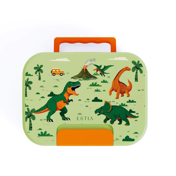 LUNCH BOX SAVE THE AEGEAN 750ml 2 STAINLESS STEEL REMOVABLE COMPARTMENTS DINO EXPLORER