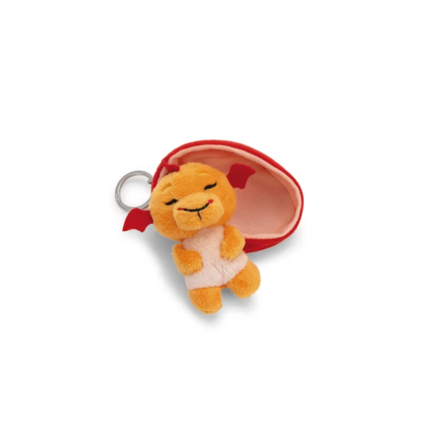 SLEEPING PETS PLUSH KEYHOLDER 8 cm - ORANGE DRAGON