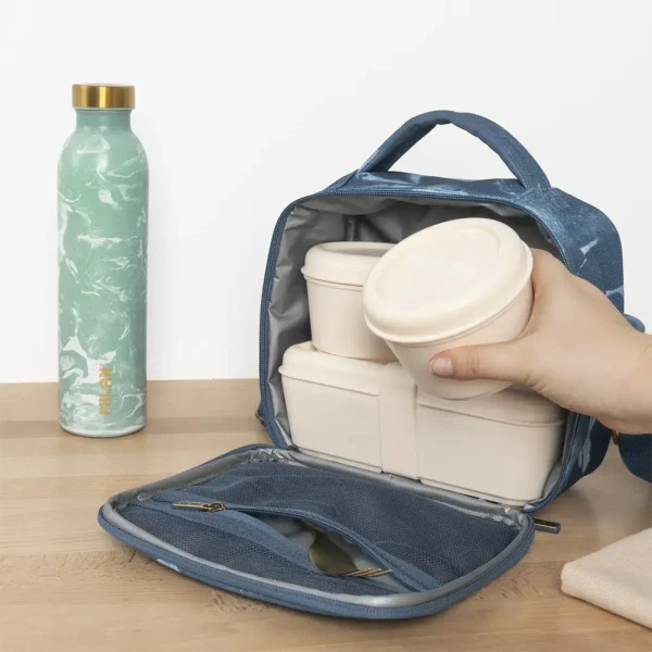 MILAN ISOTHERMAL LUNCH BAG WITH 3 LUNCH BOXES LAVA SERIES BLUE