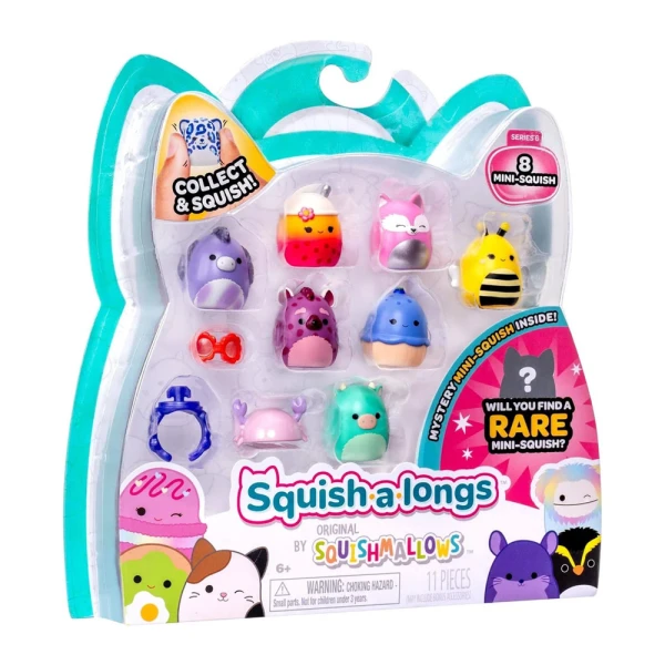 SQUISH-A-LONGS SQUISHMALLOWS SET OF 8 pcs W6 FIGURES & ACCESSORIES