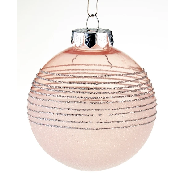 DECOR BALL 8 cm TRANSPARENT PINK SET 6 pcs - 2 DESIGNS