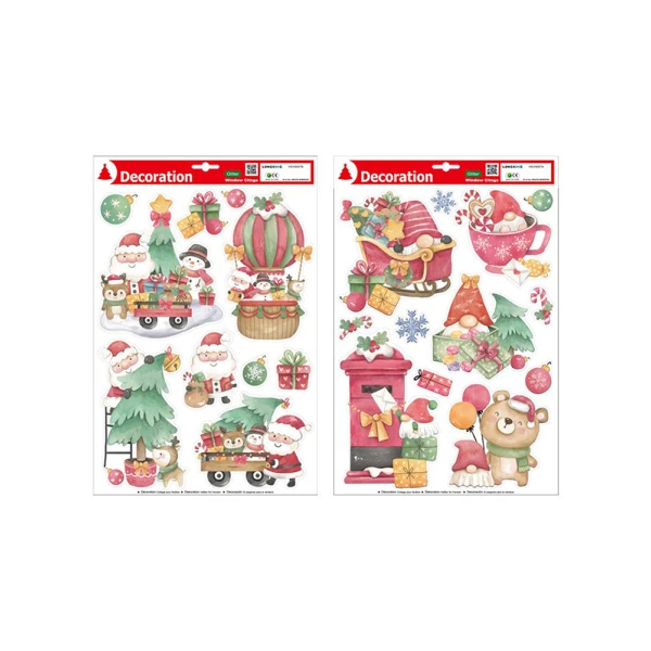 WINDOW DECORATIVE STICKERS WITH GLITTER - 2 DESIGNS