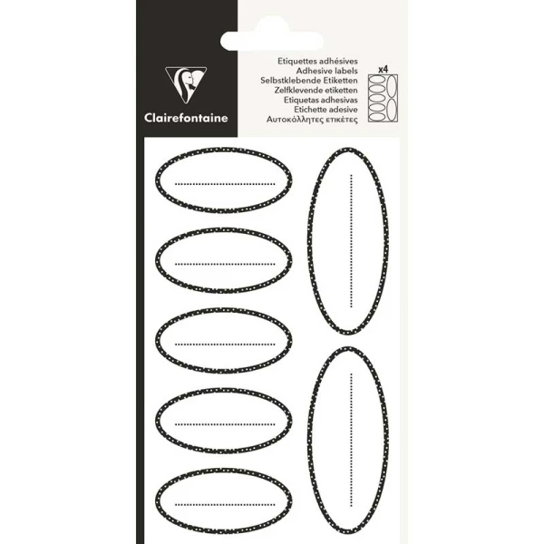 STICKER LABELS OVAL BLACK