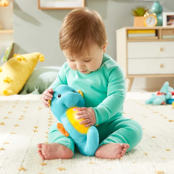 FISHER PRICE SOOTHE AND GLOW SEAHORSE LIGHT BLUE