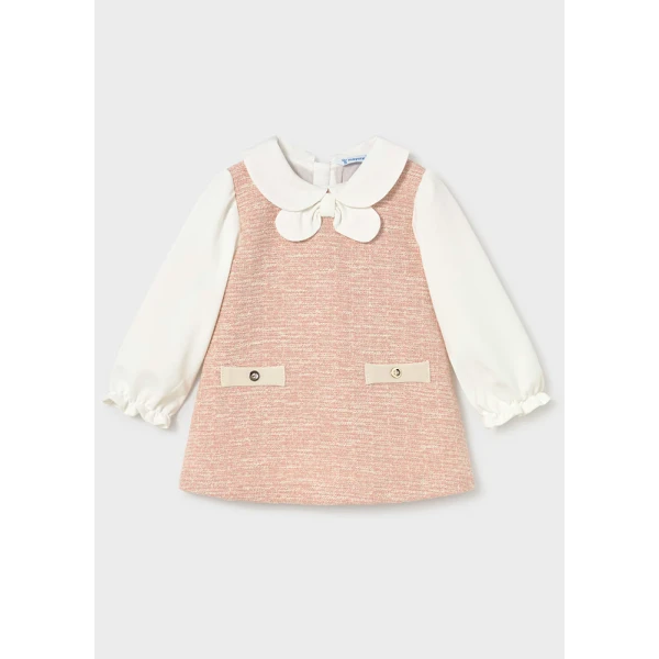 MAYORAL DRESS COMBINED KNITTED SOFT PINK