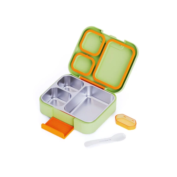 LUNCH BOX SAVE THE AEGEAN 950ml 3 STAINLESS STEEL REMOVABLE COMPARTMENTS DINO EXPLORER