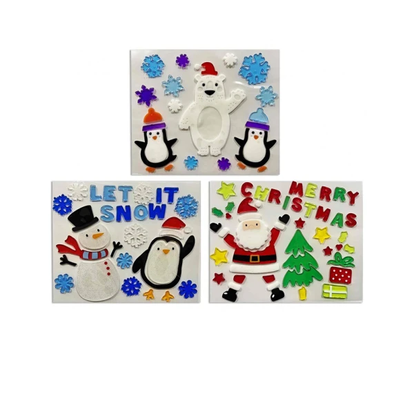 CHRISTMAS WINDOW DECORATIVE GEL - 3 DESIGNS