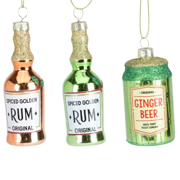 GLASS HANGING LITTLE BOTTLE 8 cm - 3 DESIGNS