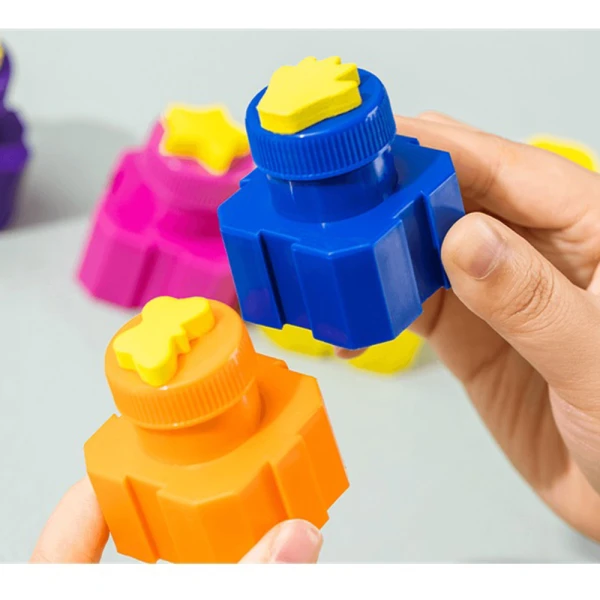 DELI FINGER PAINT 18ml WITH STAMP 6 COLOURS KIDS