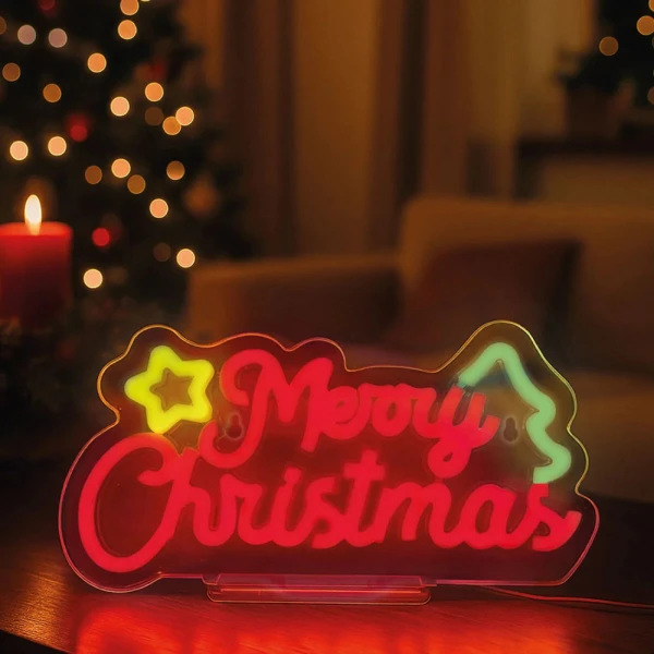 LEGAMI NEON EFFECT LED ΠΙΝΑΚΙΔΑ - IT\'S A SIGN - MERRY XMAS