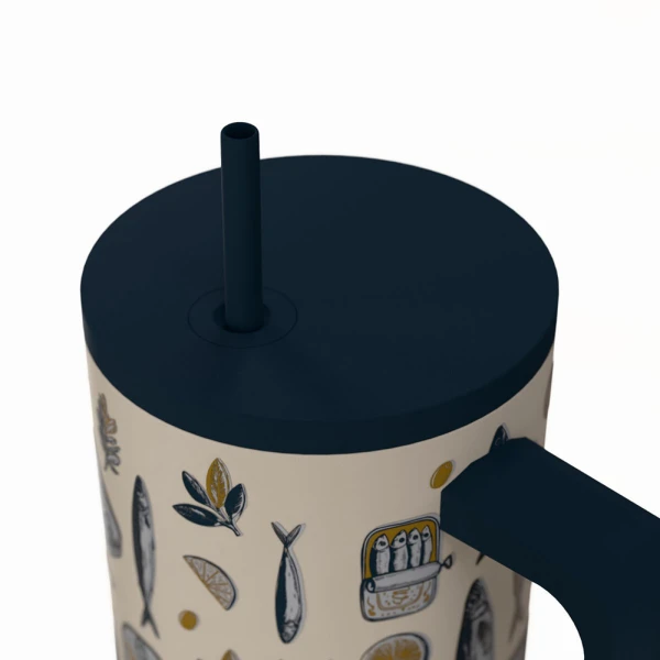 ESTIA HOME ART ΘΕΡΜΟΣ STRAW TUMBLER XL 900ml - SALT LIFE