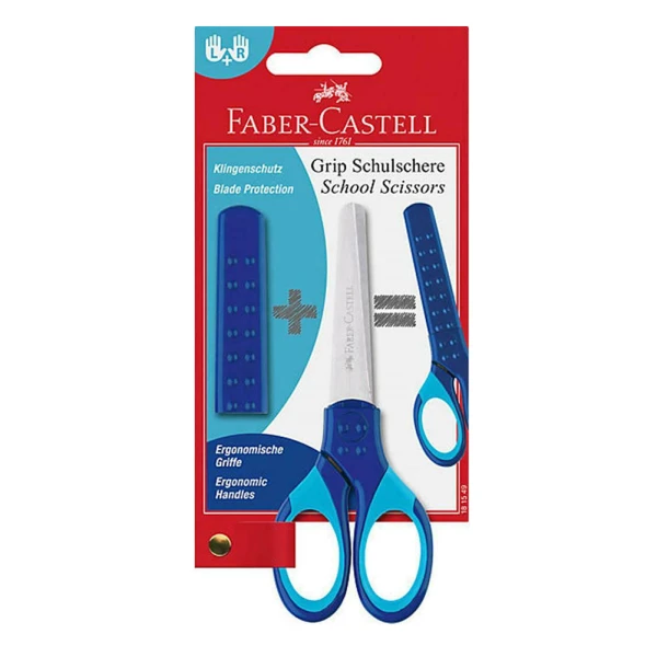 FABER CASTELL GRIP SCISSORS WITH PROTECTIVE COVER - BLUE
