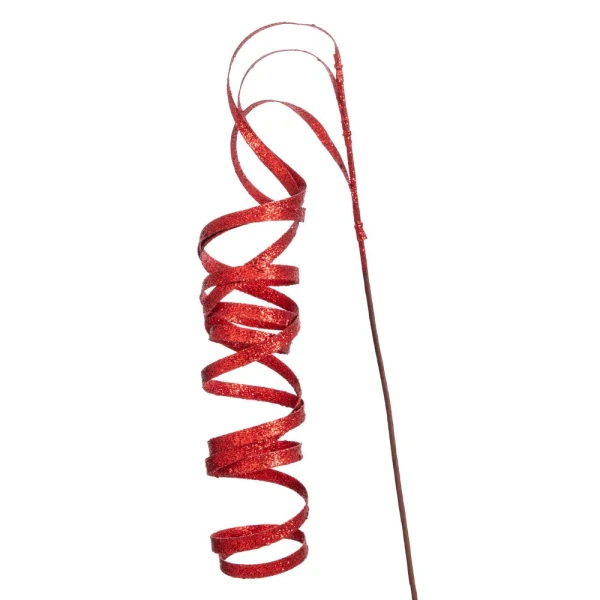 RED GLITTER TWISTED STEM 114 CM