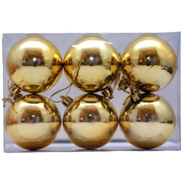 CHRISTMAS BALLS 8m. SET / 6 GOLDEN