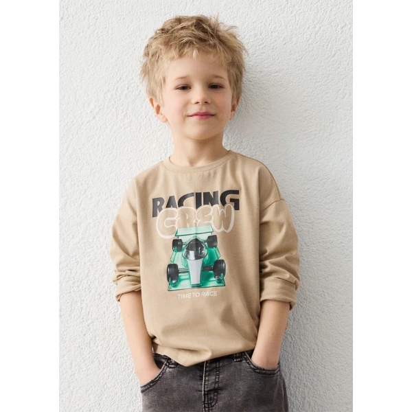 MAYORAL T-SHIRT LONG SLEEVES RACING BEIGE