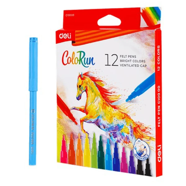 DELI ΜΑΡΚΑΔΟΡΟΙ WASHABLE COLORUN 12 ΧΡΩΜΑΤΑ 1-1.2mm