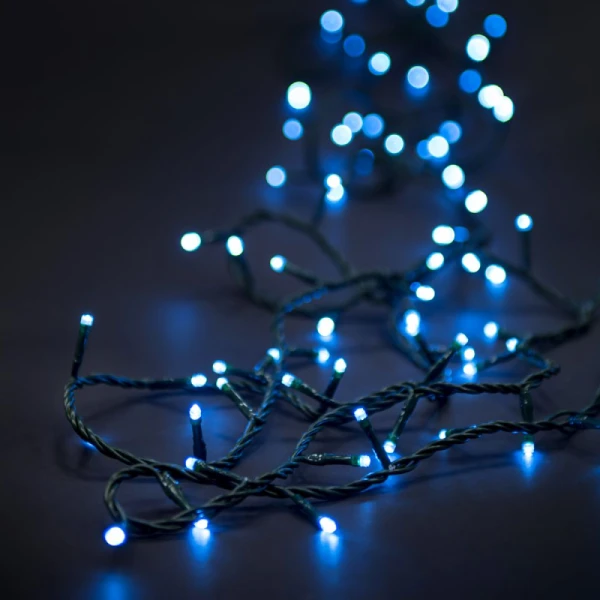 50 CHRISTMAS LED FLASH LIGHTS GREEN CABLE - ICE WHITE