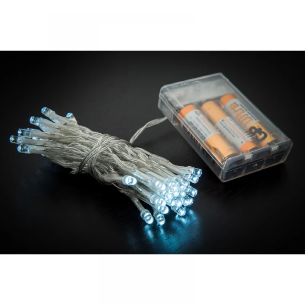 40 LED BATTERY CLEAR ICE WHITE LIGHTS 2 METERS