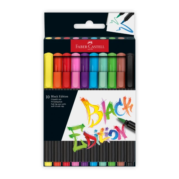 FABER-CASTELL MARKERS BLACK EDITION SET 10 COLOURS