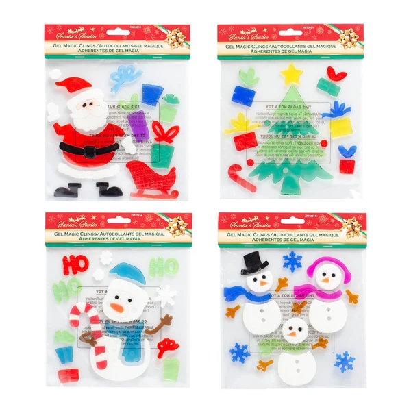 CHRISTMAS WINDOW DECORATIVE GEL L19XH19 cm - 4 DESIGNS