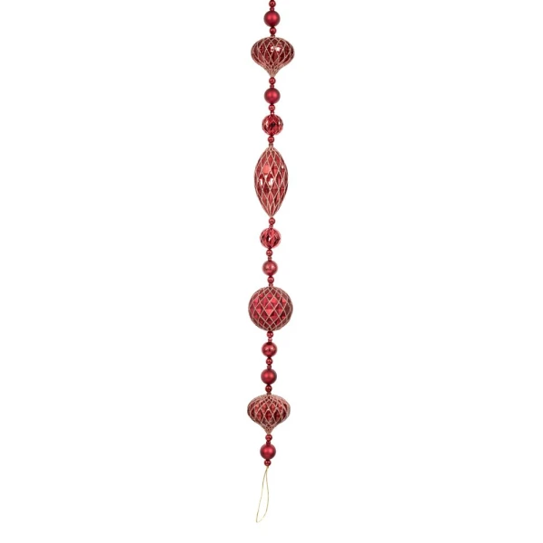 GARLAND WITH BURGUNDY PLASTIC DROPS ORNAMENTS 270 CM
