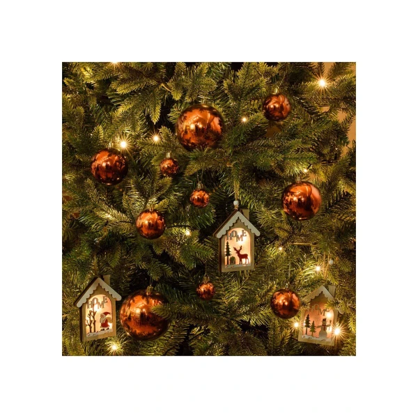 CHRISTMAS BALL 8 cm GLOSSY SET 6 pcs BRONZE COPPER
