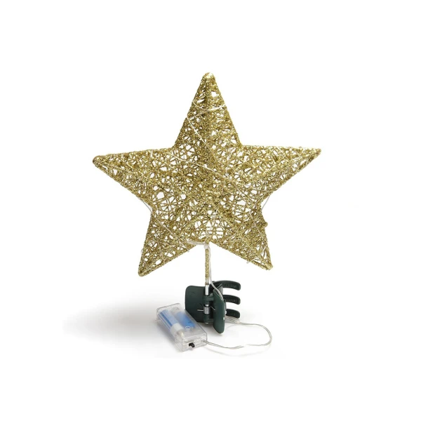 CHRISTMAS TREE TOP GOLD STAR 25 cm WITH LED