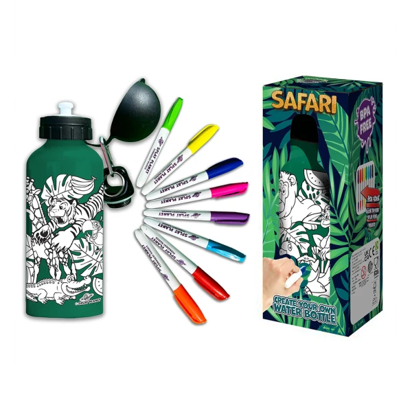 SPLAT PLANET ΠΑΙΔΙΚΟ ΠΑΓΟΥΡΙ ΑΛΟΥΜΙΝΙΟΥ ΖΩΓΡΑΦΙΚΗΣ SAFARI ANIMALS 600ml ΜΕ ΑΝΕΞΙΤΗΛΟΥΣ ΜΑΡΚΑΔΟΡΟΥΣ
