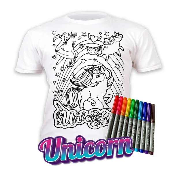 SPLAT PLANET ΠΛΕΝΟΜΕΝΟ T-SHIRT ΖΩΓΡΑΦΙΚΗΣ UNICORNS ΜΕ ΜΑΡΚΑΔΟΡΟΥΣ (5-6 ΕΤΩΝ)