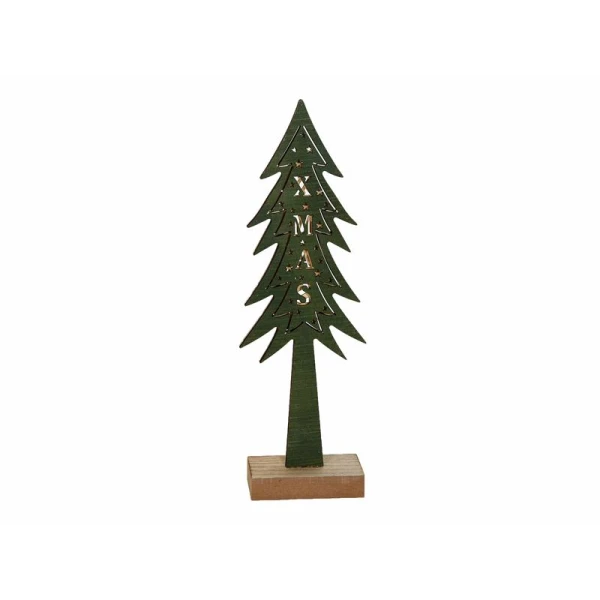 WOODEN DECORATIVE TREE 35 cm GREEN WITH LIGHTS