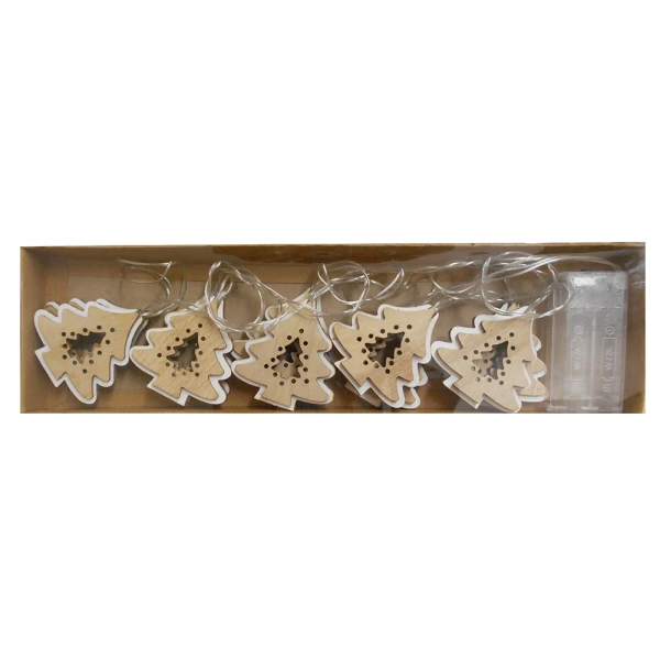 WOODEN GARLAND 32X9X2.5cm WITH LIGHT - 3 DESIGNS