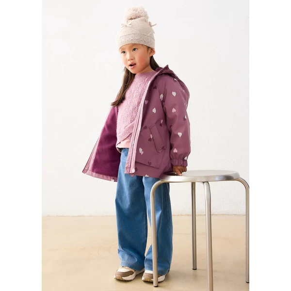 MAYORAL WATERPROOF JACKET WITH FAUX FUR HOOD VIOLET