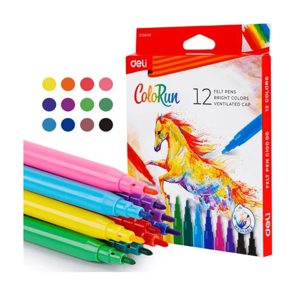 DELI ΜΑΡΚΑΔΟΡΟΙ WASHABLE COLORUN 12 ΧΡΩΜΑΤΑ 1-1.2mm