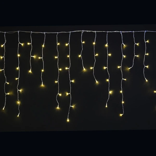 300 LED ICICLE CURTAIN LIGHTS CLEAR WARM WHITE 600X70 CM 8 FUNCTIONS ΙΝΔΟΟΡ & OUTDOOR