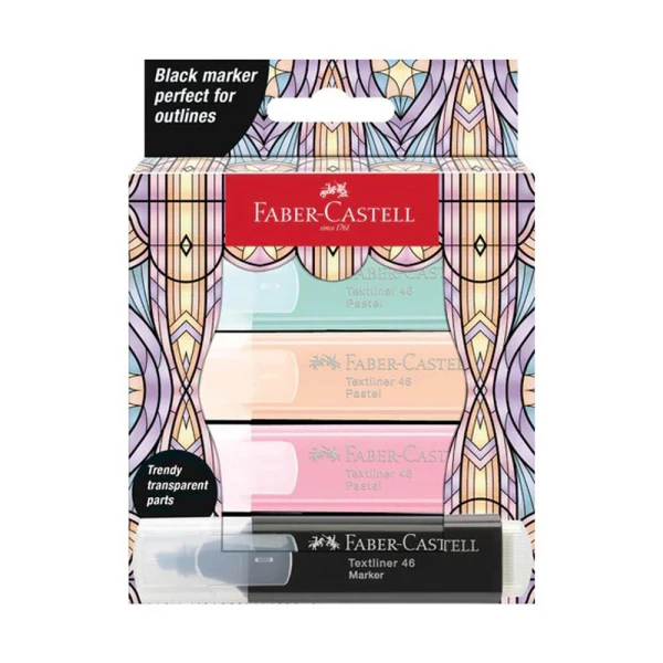 FABER-CASTELL ΣΕΤ 4 ΥΠΟΓΡΑΜΜΙΣΤEΣ GLASSY PASTEL
