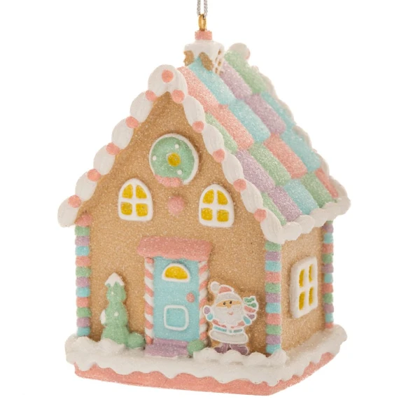 XMAS PASTEL RESIN GINGERBREAD HOUSE 7X5.5X9 CM
