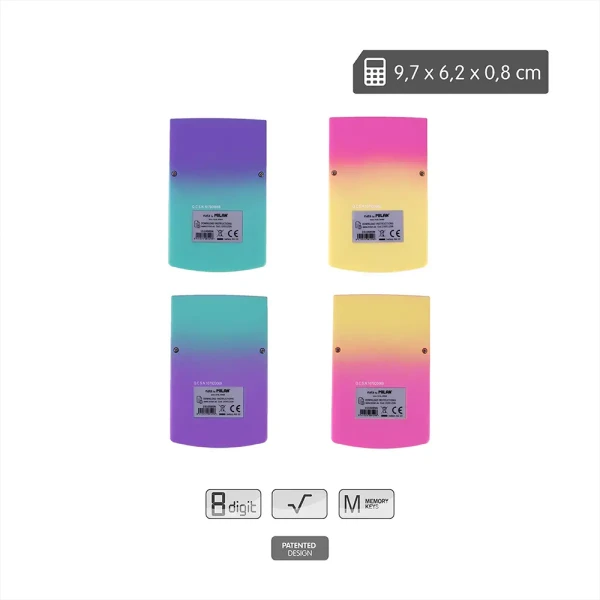 MILAN 8-DIGIT POCKET CALCULATOR SUNSET COLLECTION - 4 COLOURS