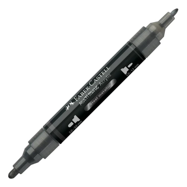 FABER-CASTELL ACRYLIC MARKER MULTIMARK COLOUR 297 STEEL METALLIC