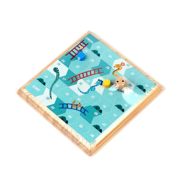 WOODEN BOARD GAME PLAY ON THE GO – SNAKES & LADDERS