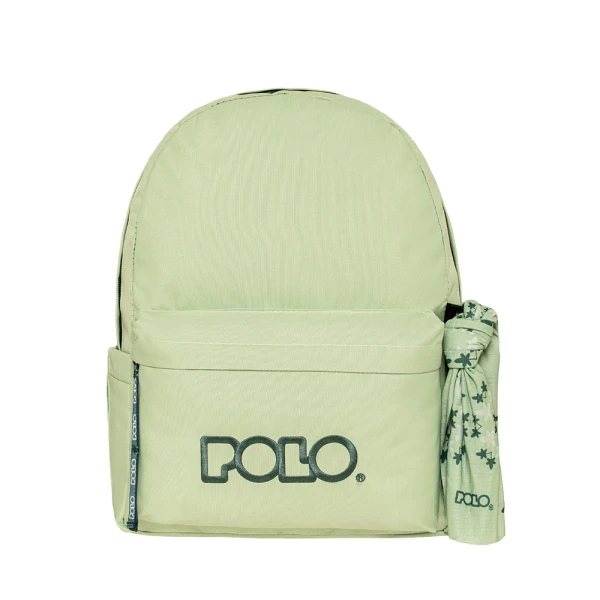 POLO 2026 ΣΑΚΙΔΙΟ ORIGINAL DOUBLE SCARF ΦΥΣΤΙΚΙ-ΣΚΟΥΡΟ ΠΡΑΣΙΝΟ