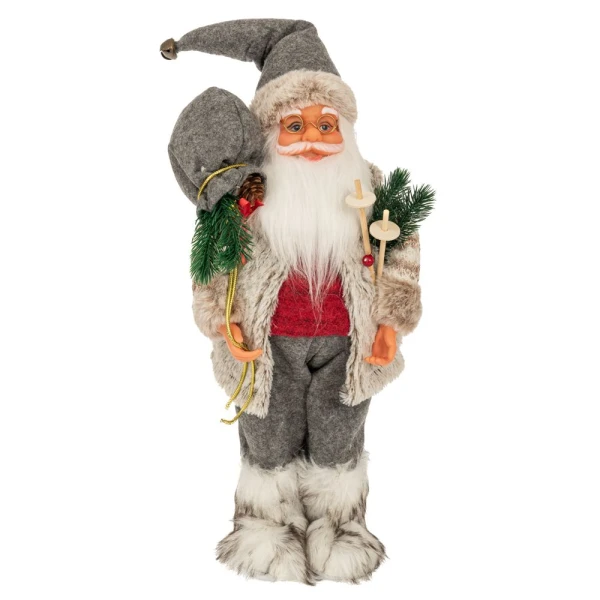 GREY FABRIC SANTA CLAUS 45 CM