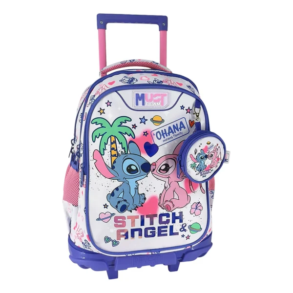 MUST TEAM SCHOOL TROLLEY BACKPACK 34x20x44 cm 3 CASES STITCH & ANGEL