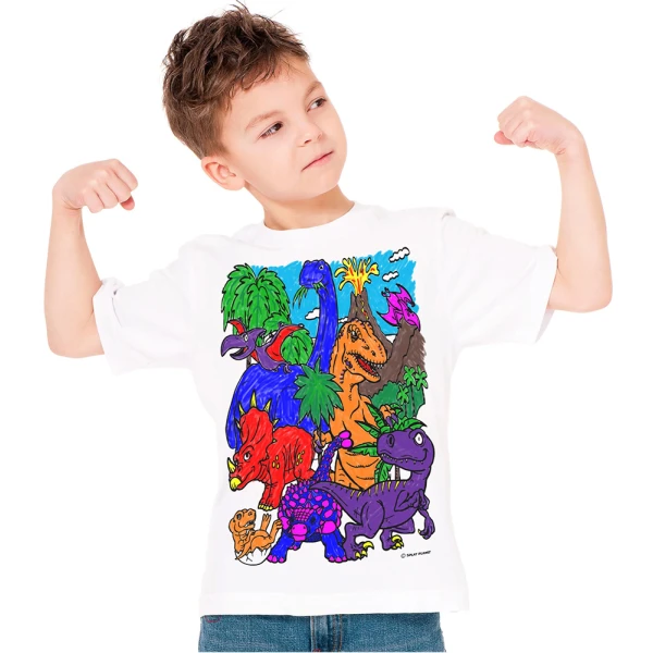 SPLAT PLANET ΠΛΕΝΟΜΕΝΟ T-SHIRT ΖΩΓΡΑΦΙΚΗΣ DINOSAUR ΜΕ ΜΑΡΚΑΔΟΡΟΥΣ (3-4 ΕΤΩΝ)
