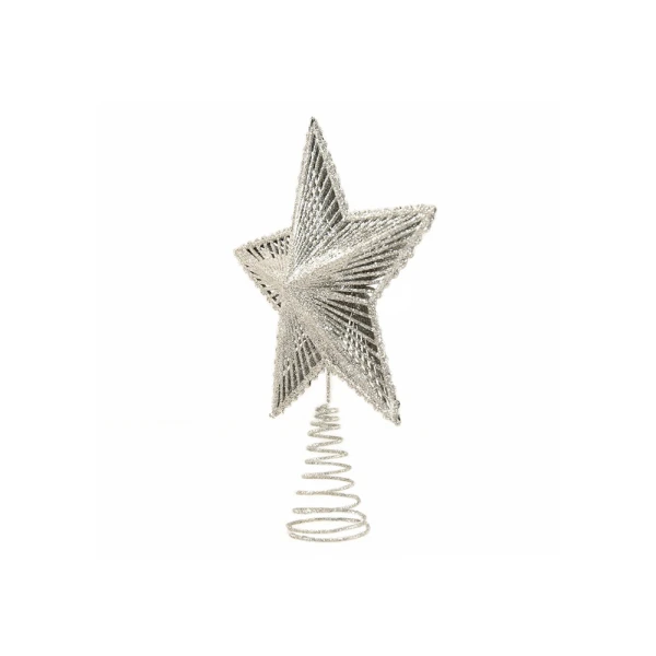 CHRISTMAS TREE TOP STAR WITH GLITTER 24 cm - 4 COLOURS